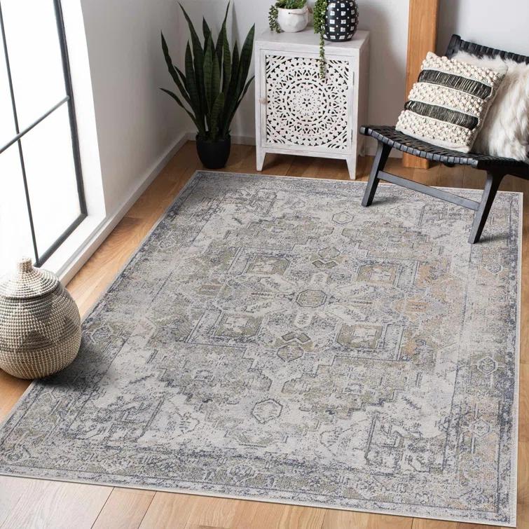 Medallion Design Performance Beige Machine Washable Area Rug