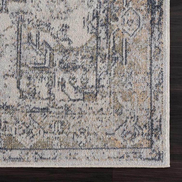 Medallion Design Performance Beige Machine Washable Area Rug
