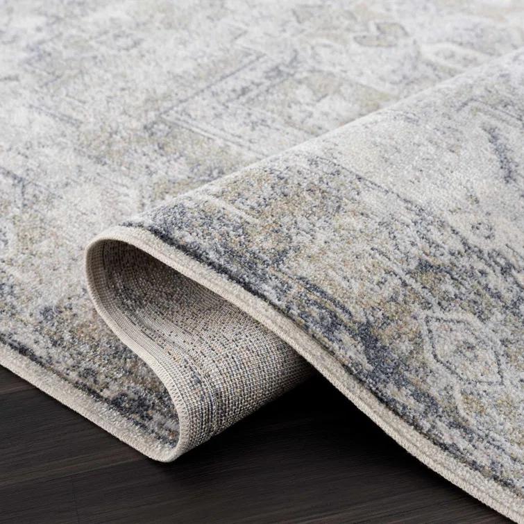 Medallion Design Performance Beige Machine Washable Area Rug