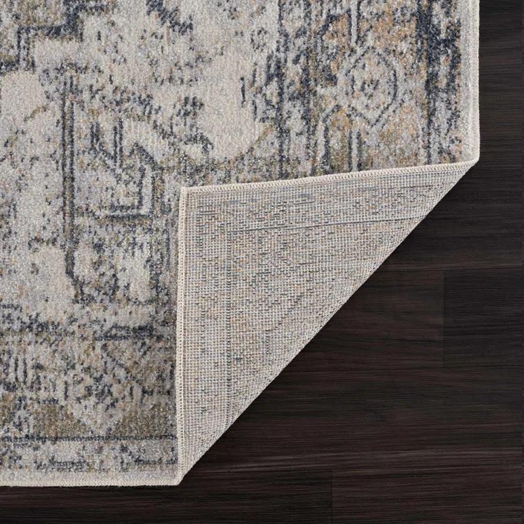 Medallion Design Performance Beige Machine Washable Area Rug