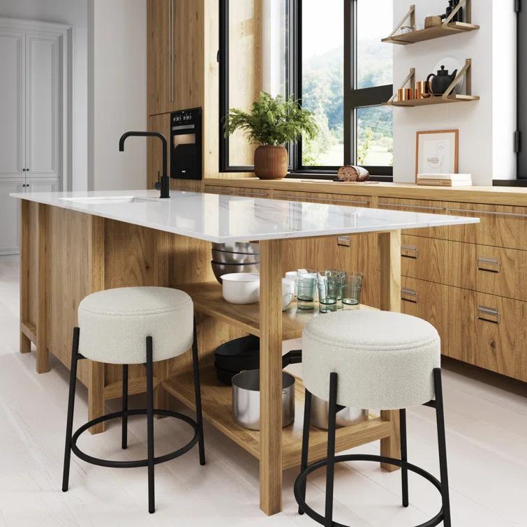 Upholstered Counter Stool with Metal Frame