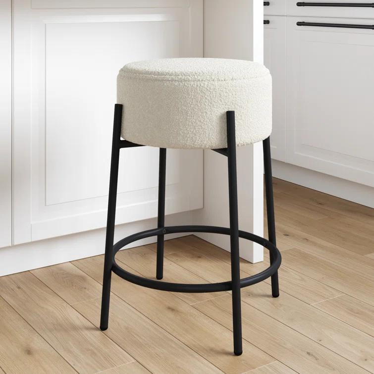 Upholstered Counter Stool with Metal Frame