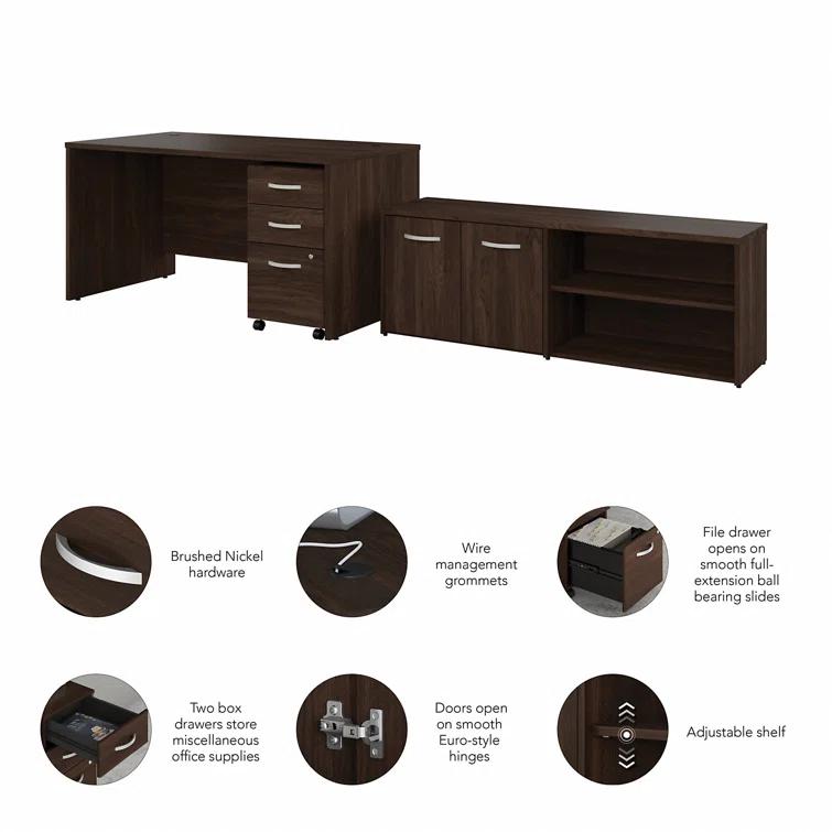 Office 500 Collection 3 Piece Rectangular 60W Computer Desk Office Set