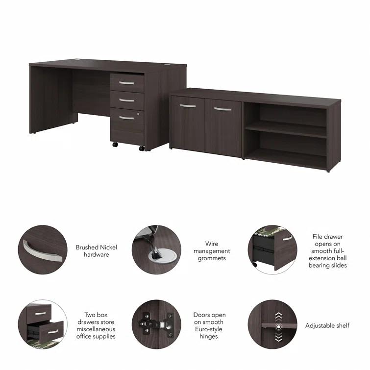 Office 500 Collection 3 Piece Rectangular 60W Computer Desk Office Set