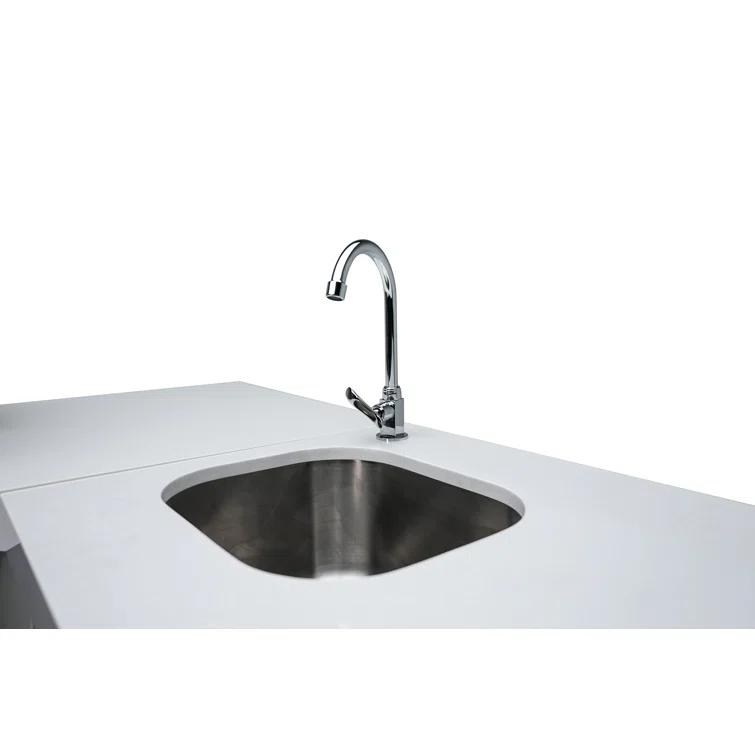 Mont Alpi MASF-SS Stainless Steel Beverage Center Cabinet Module + 2.7 Cubic Feet Wine Cooler Outdoor Rated Temperature Adjustable Compact Lockable Refrigerator + Faucet & Sink