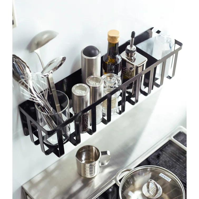 Yamazaki Home Yamazaki Home Magnet Kitchen Storage Basket - Utensil Wall Organizer, Steel, Sliding Divider