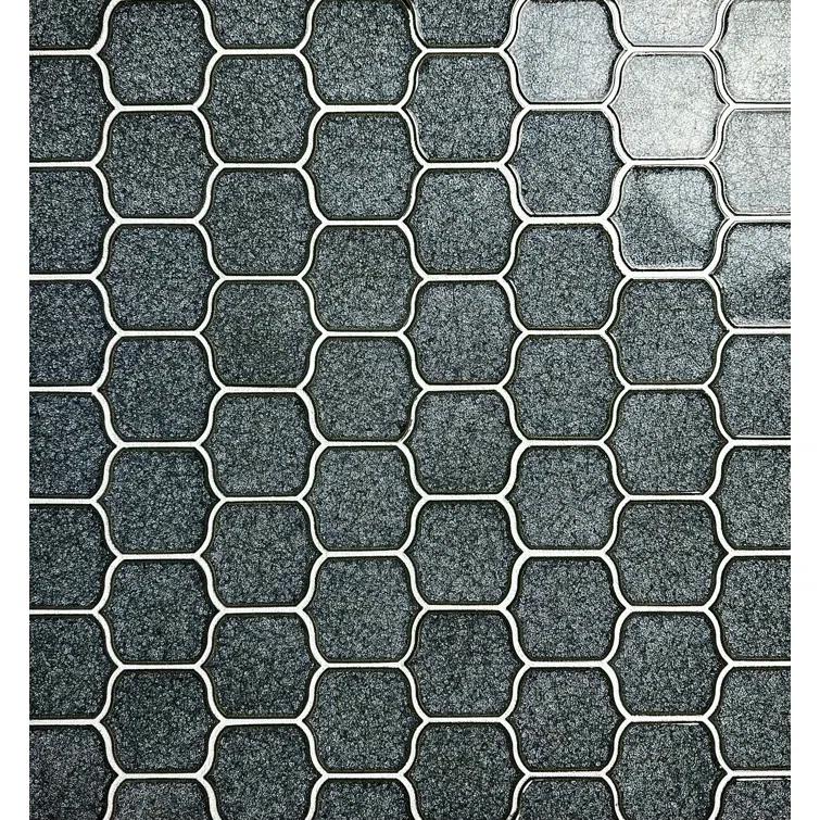 Classical Lantern Blue Ornate 12" x 12" Straight Edge Porcelain Mosaic Tile