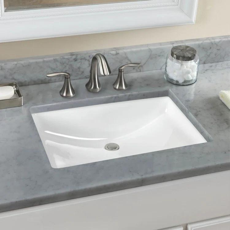Vitreous China Rectangular Undermount Bathroom Sink with Overflow