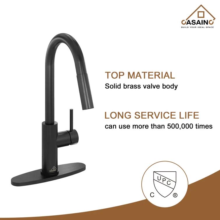 Willow Single-Handle Pull Down Sprayer Kitchen Faucet with Infrared Sensor, Soap Dispenser and Deck Plate