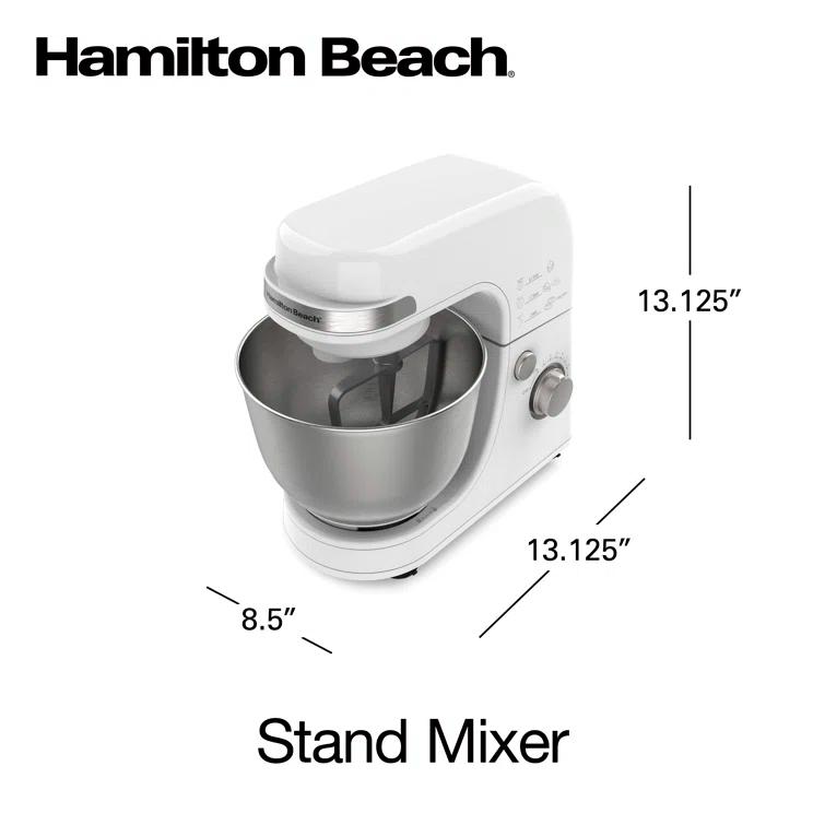 Hamilton Beach® 7-Speed 4-Quart Electric Stand Mixer with Splash Guard, Dough Hook, Flat Beater, and Whisk Attachments