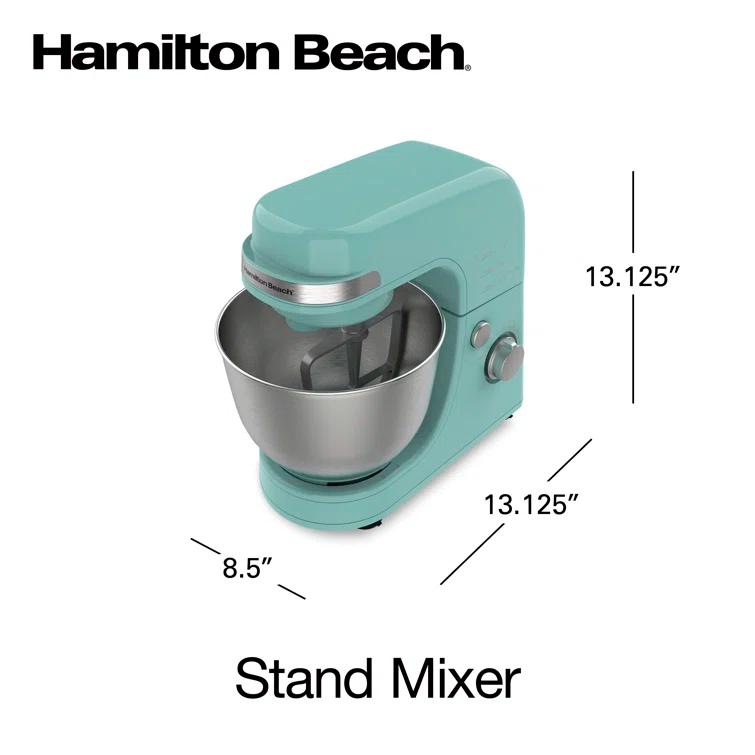 Hamilton Beach® 7-Speed 4-Quart Electric Stand Mixer with Splash Guard, Dough Hook, Flat Beater, and Whisk Attachments