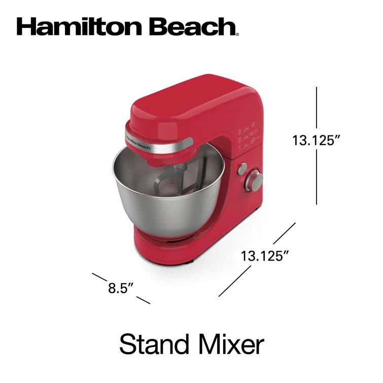 Hamilton Beach® 7-Speed 4-Quart Electric Stand Mixer with Splash Guard, Dough Hook, Flat Beater, and Whisk Attachments