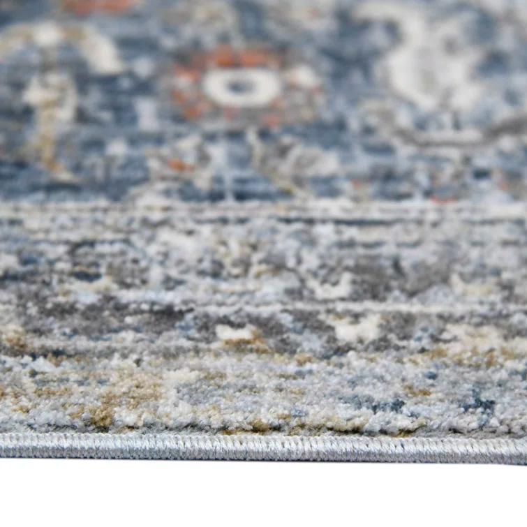 Elynna Transitional Bordered Premium Polyester Performance Area Rug