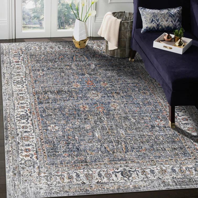 Elynna Transitional Bordered Premium Polyester Performance Area Rug