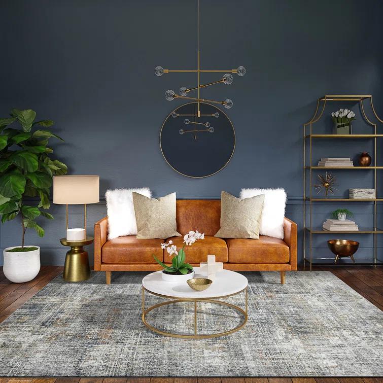 Rosslin Transitional Abstract Premium Polyester Performance Area Rug