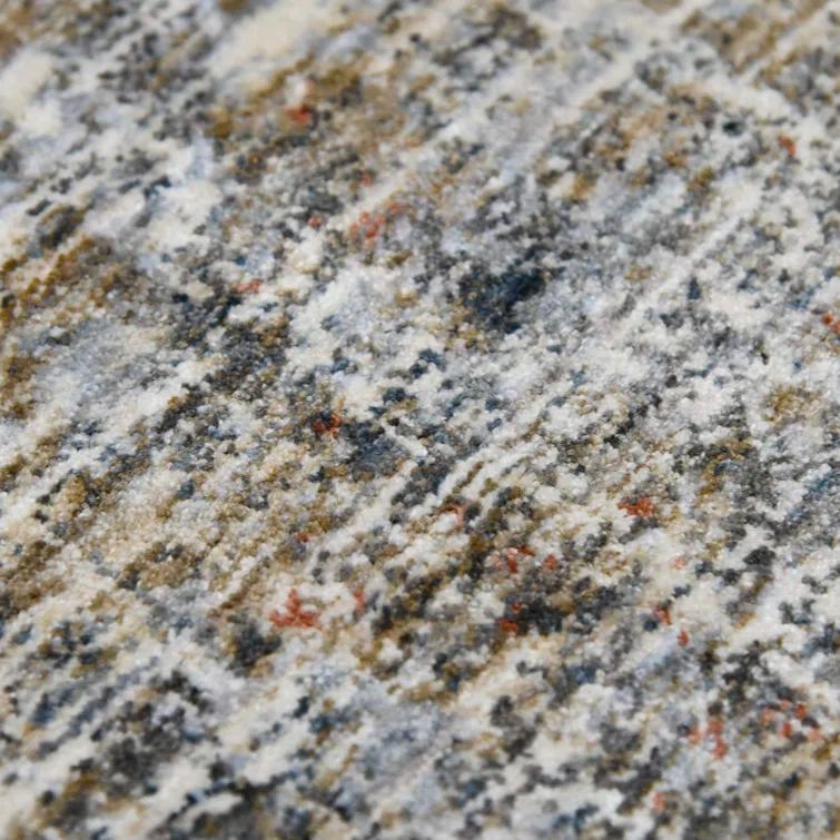 Rosslin Transitional Abstract Premium Polyester Performance Area Rug