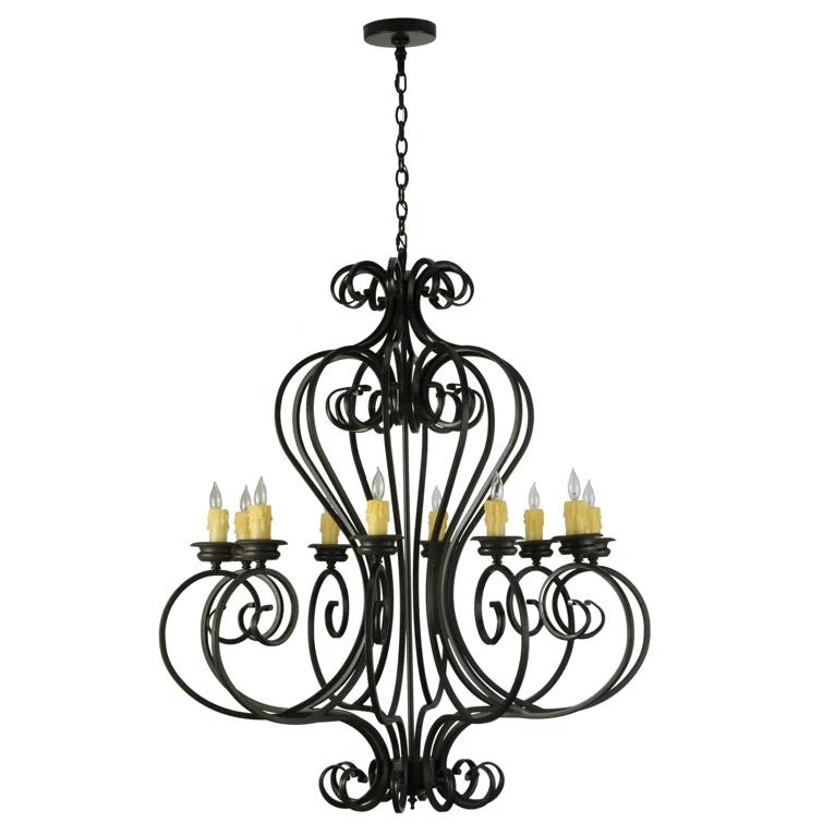 Fernando Bronze 10-Light Candle Chandelier