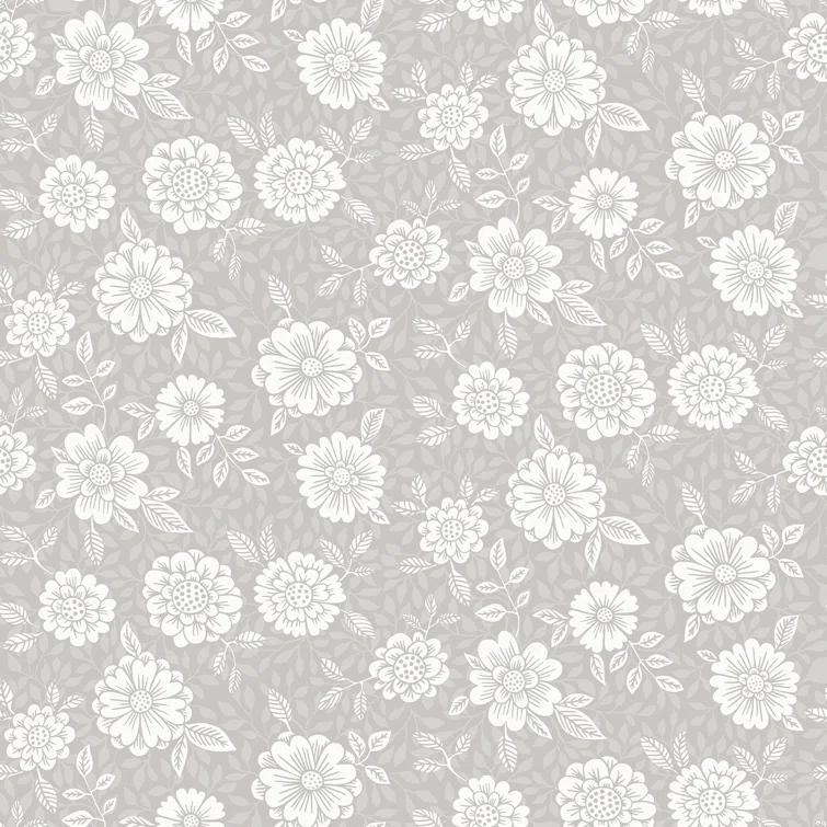 Lizette Grey Charming Floral Paper Matte Non-Pasted Wallpaper Roll