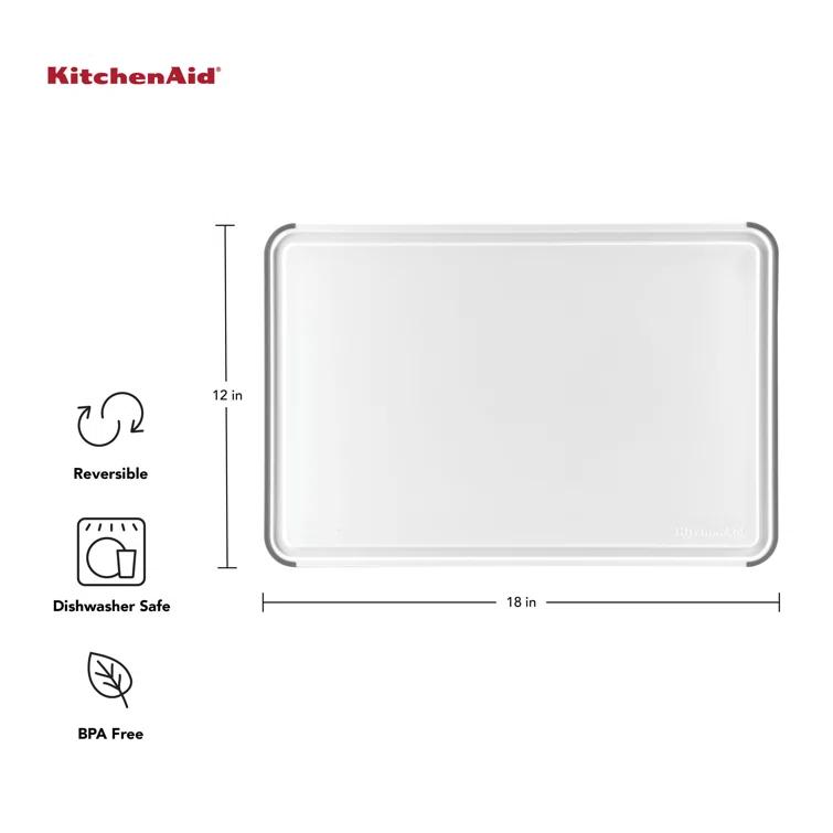 KitchenAid® Classic Nonslip Plastic Cutting Board, 12x18-Inch, White