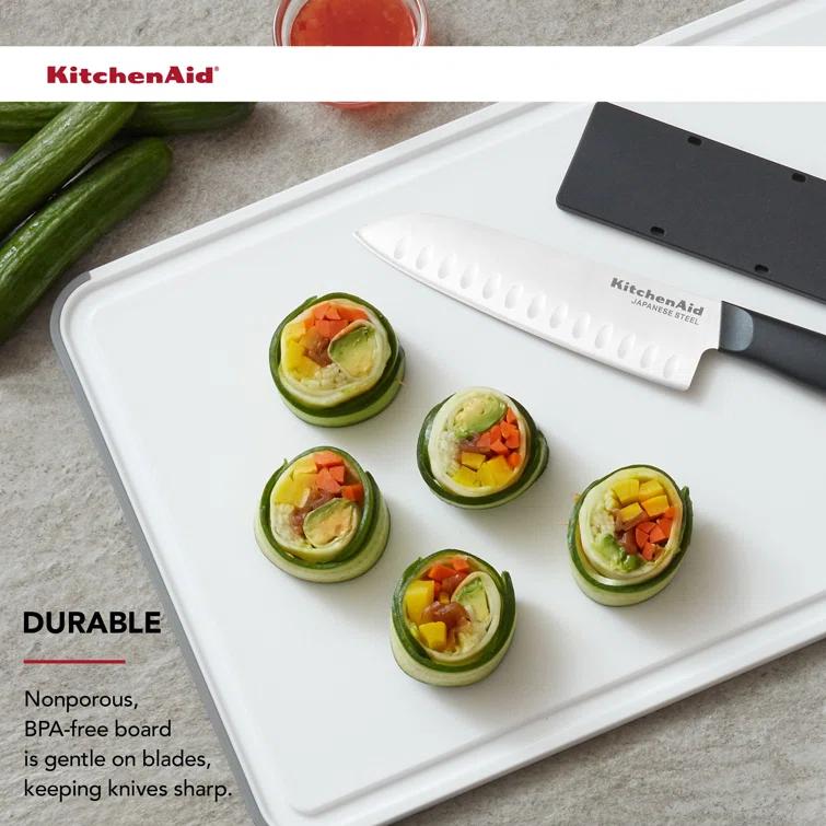KitchenAid® Classic Nonslip Plastic Cutting Board, 12x18-Inch, White