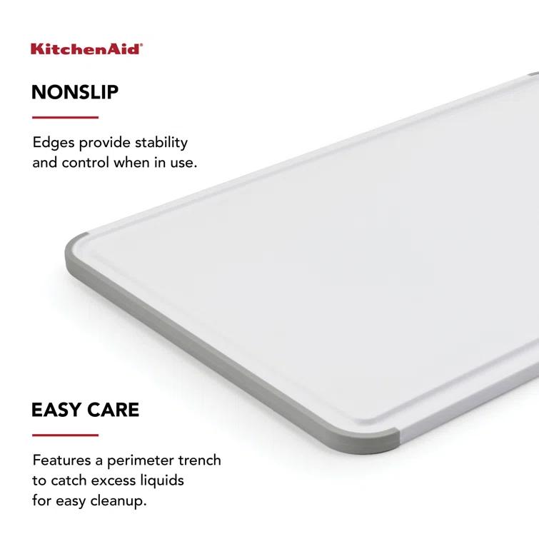 KitchenAid® Classic Nonslip Plastic Cutting Board, 12x18-Inch, White