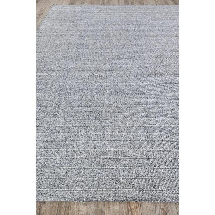 Rectangle Nova Stripped Handmade Flatweave Recycled P.E.T. Indoor Area Rug in Gray