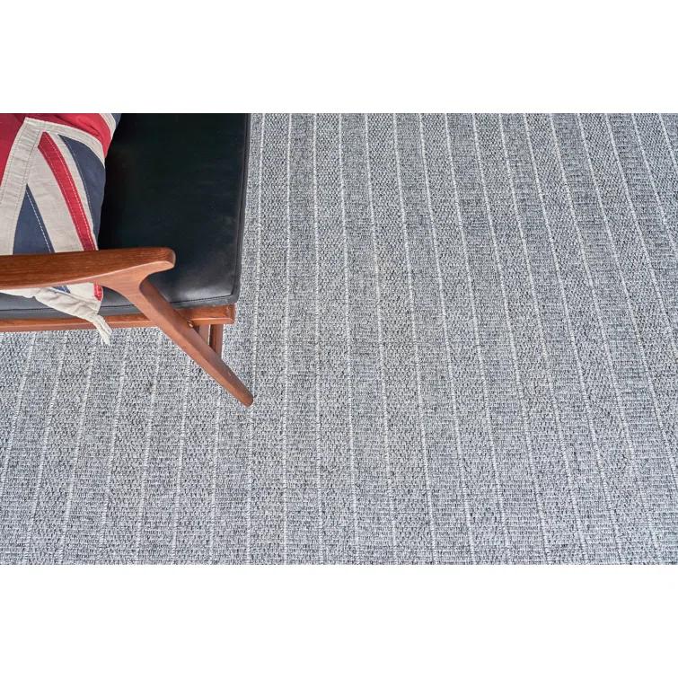 Rectangle Nova Stripped Handmade Flatweave Recycled P.E.T. Indoor Area Rug in Gray