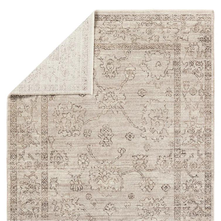 Bungalow Rose Floral Machine Woven Polyester Area Rug in Beige/Brown
