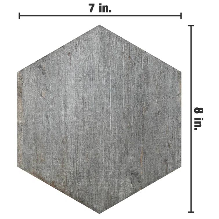 Retro 7" x 8" Porcelain Wood Look Wall & Floor Tile