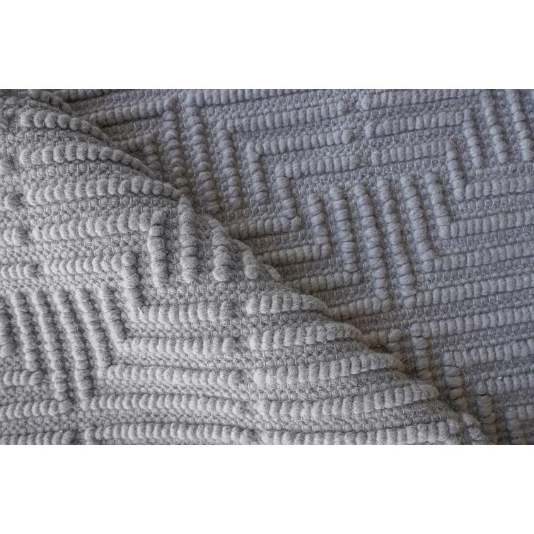 Rectangle Manzoni Gray Handmade Cotton/Viscose Area Rug