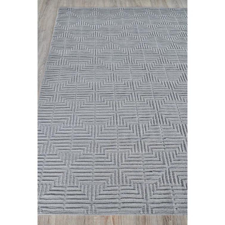 Rectangle Manzoni Gray Handmade Cotton/Viscose Area Rug