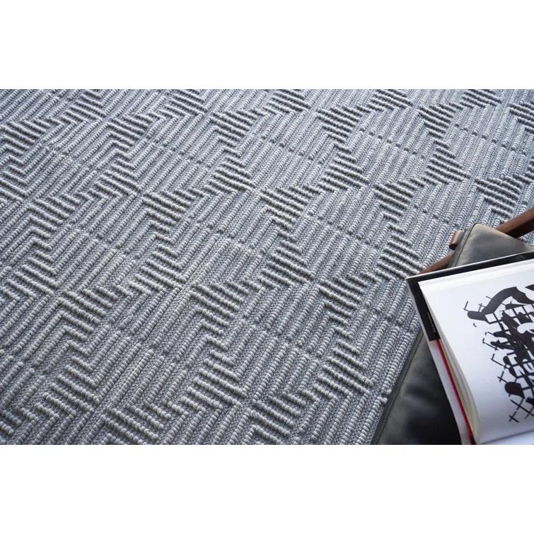 Rectangle Manzoni Gray Handmade Cotton/Viscose Area Rug