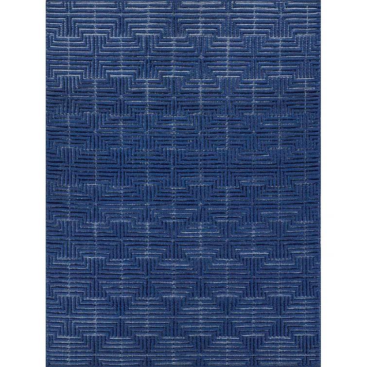 Exquisite Rugs Manzoni Handmade Hand Loomed New Zealand Wool Navy Area Rug
