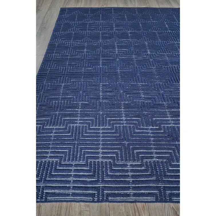 Exquisite Rugs Manzoni Handmade Hand Loomed New Zealand Wool Navy Area Rug