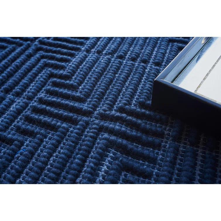 Exquisite Rugs Manzoni Handmade Hand Loomed New Zealand Wool Navy Area Rug