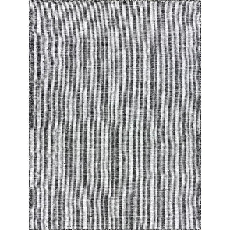 Rectangle Lenzi Handmade Flatweave Recycled P.E.T. Area Rug in Black/Ivory