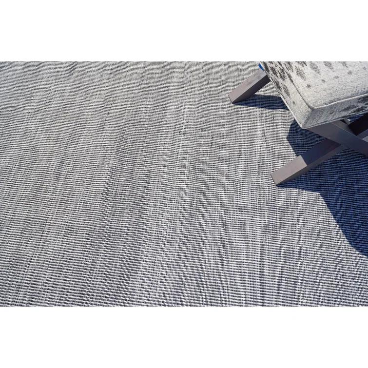 Rectangle Lenzi Handmade Flatweave Recycled P.E.T. Area Rug in Black/Ivory