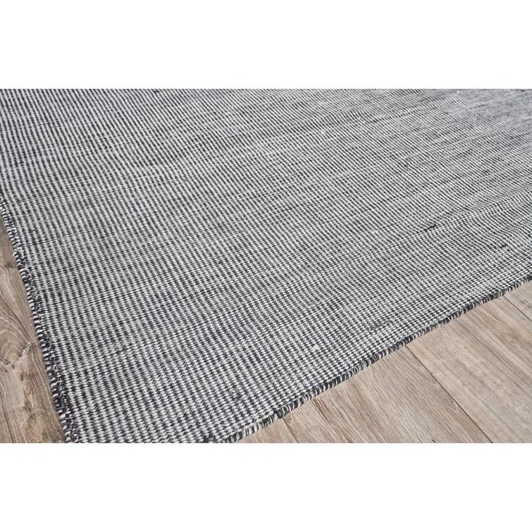 Rectangle Lenzi Handmade Flatweave Recycled P.E.T. Area Rug in Black/Ivory