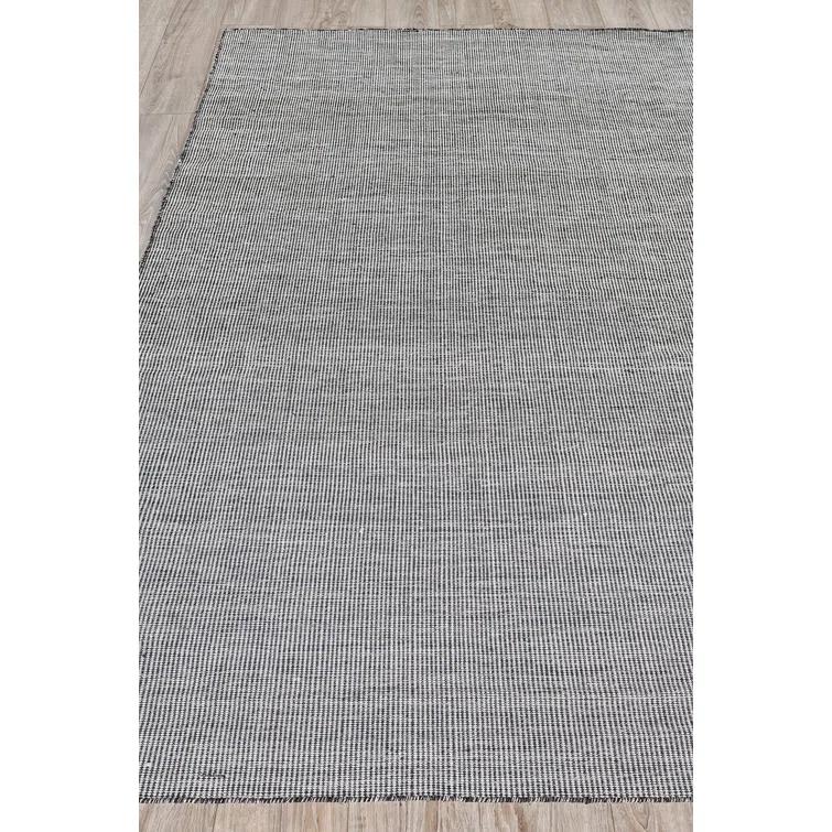 Rectangle Lenzi Handmade Flatweave Recycled P.E.T. Area Rug in Black/Ivory