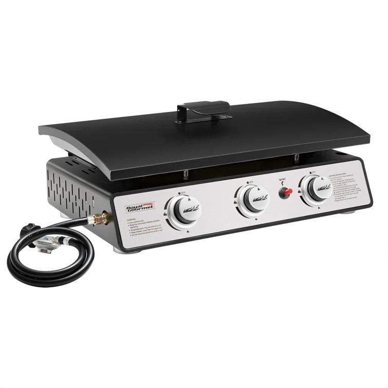 Royal Gourmet 3-Burner Portable Gas Grill Griddle with Top Hard Cover
