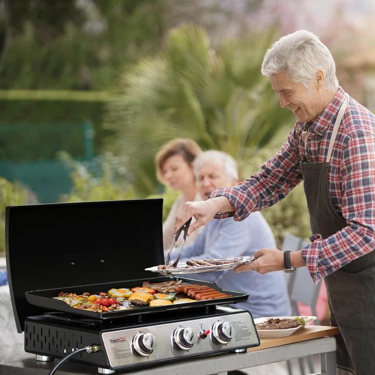 Royal Gourmet 3-Burner Portable Gas Grill Griddle with Top Hard Cover