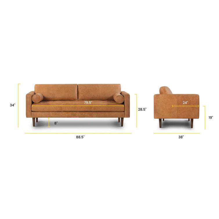 Napa 88.5'' Full-Grain Genuine Italian Leather Sofa