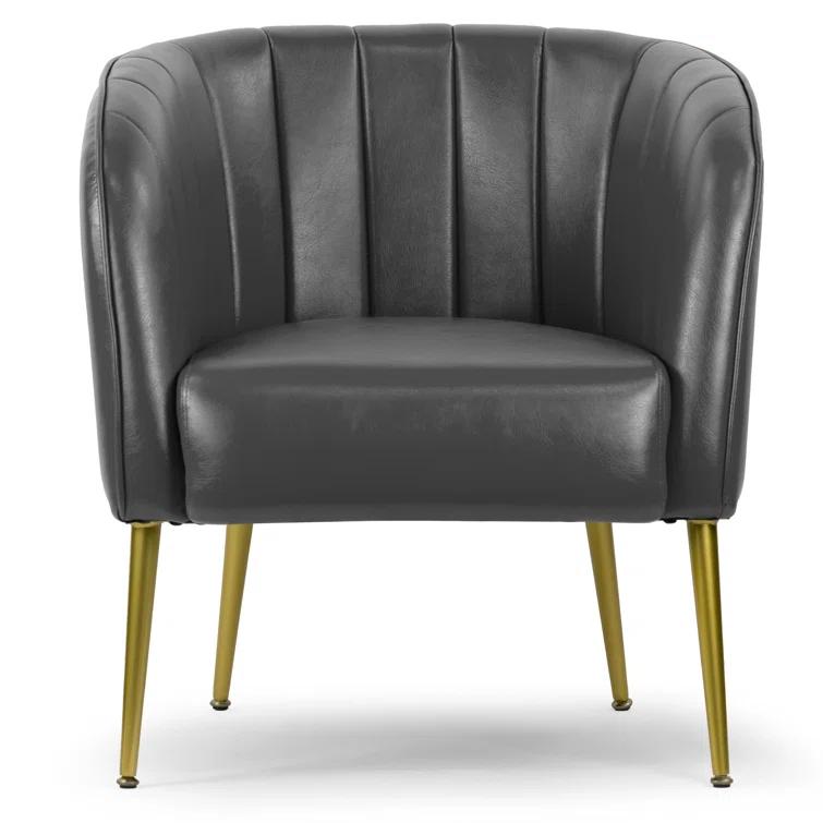 Gjylnaze Faux Leather Barrel Chair