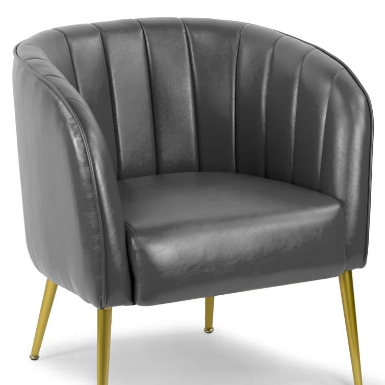 Gjylnaze Faux Leather Barrel Chair