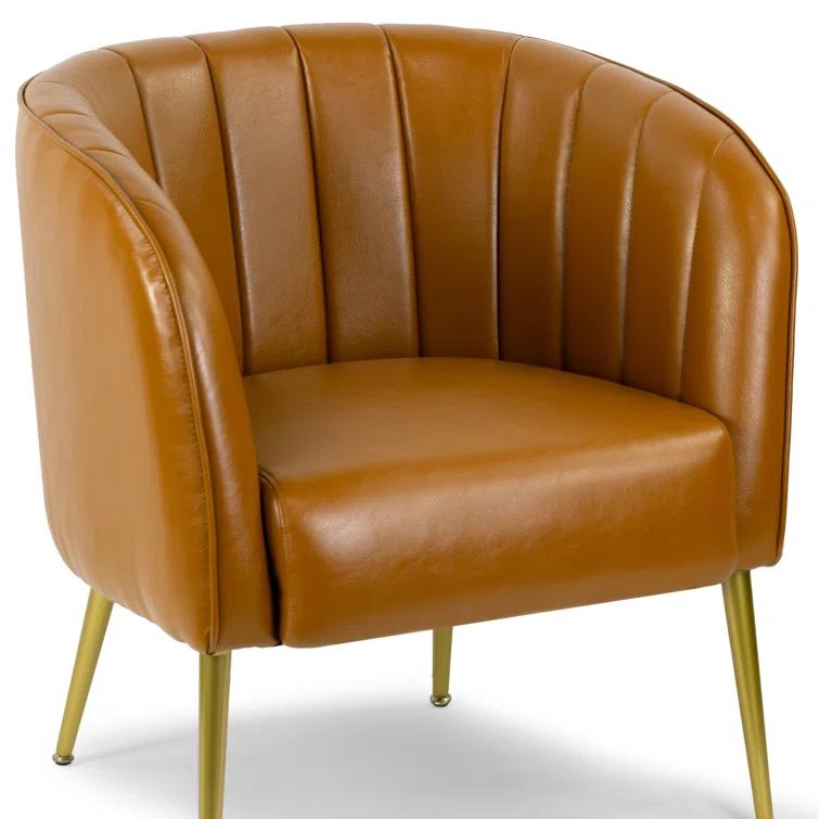Gjylnaze Faux Leather Barrel Chair