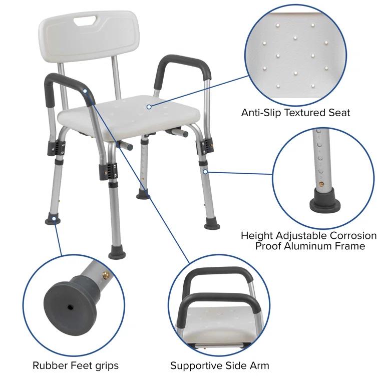 Joey 300 Lb. Capacity Adjustable Bath & Shower Chair with Depth Adjustable Back