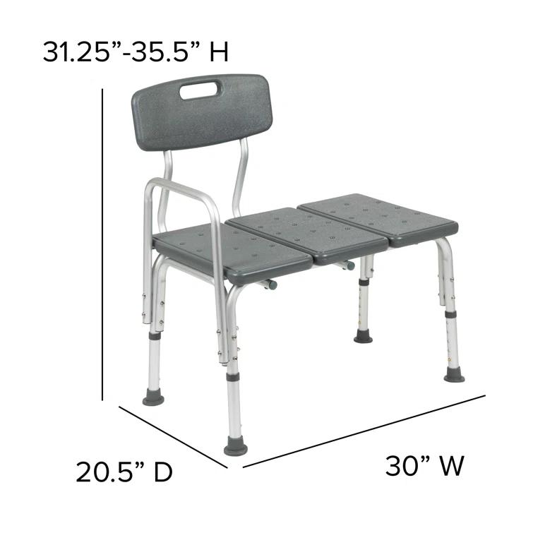 Phoebe Aluminum Height Adjustable Medical Shower Transfer Bench