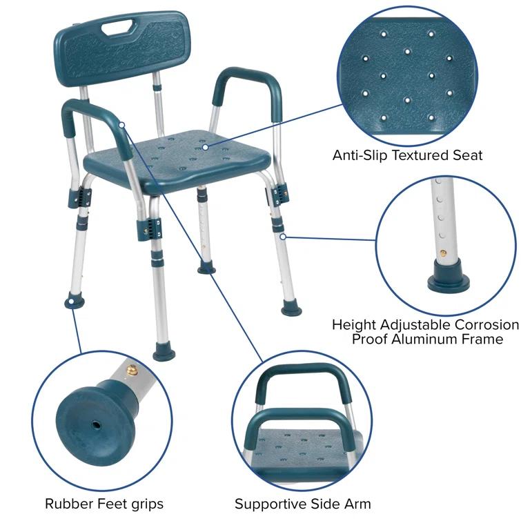 Jane 300 Lb. Capacity Quick Release Back & Arm Shower Chair