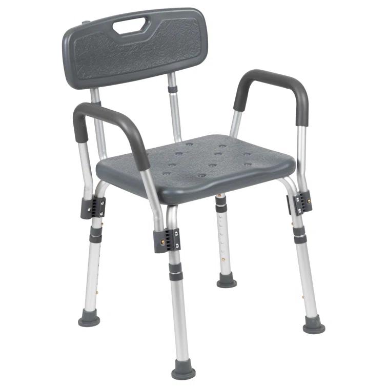 DC-HY3523L-GRY-GG Jane Aluminum Height Adjustable Bath and Shower Chair
