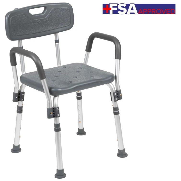 DC-HY3523L-GRY-GG Jane Aluminum Height Adjustable Bath and Shower Chair